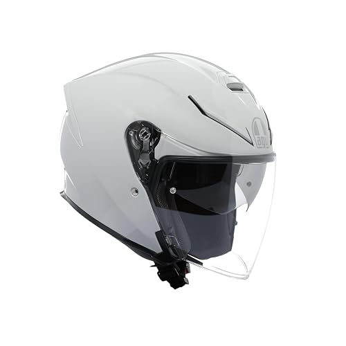 Agv - K5 Jet Evo E2206, Casco Da Moto Jet Unisex, Casco Moto Open Face In Fibra Di Carbonio E Di Vetro, Con Visiera Antigraffio E Anti-Uv, Stelvio Whi