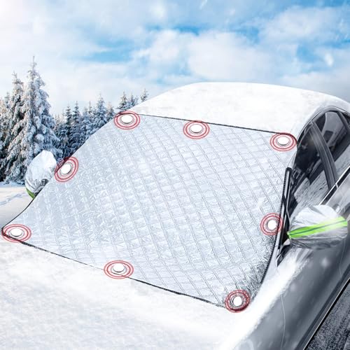 Aoreun Copertura Parabrezza Auto, Protezione Parabrezza Antighiaccio Con 8 Magnete, Pieghevole Staccabile Anti-Neve, Anti-Uv, Anti-Gelo Copri Parabrez