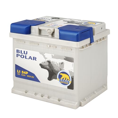 Baren Batteria Auto Flooded L1 54P 12V 54Ah 520A, Batteria Per Tutti I Veicoli, Made In Italy, Senza Manutenzione, Pronta All'Uso, Batteria Alta Affid