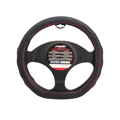 Simoni Racing Cvt/46S Coprivolante Compe Universale, In Pelle, Colore Nero Cuciture Rosse Diametro 35-37 Cm