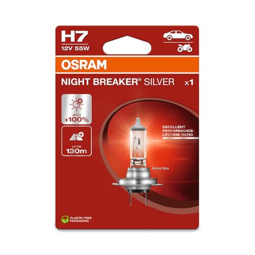 Osram Night Breaker® Silver, H7, Lampada Per Proiettori Alogena, Blister Singolo (1 Lampada)