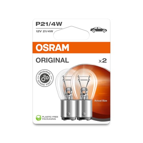 Osram Original Line 12V, P21/4W, Lampada Di Segnalazione, Base In Metallo, Doppio Blister, (2 Lampade)