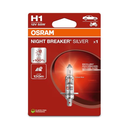 Osram Night Breaker® Silver, H1, Lampada Per Proiettori Alogena, Blister Singolo (1 Lampada)
