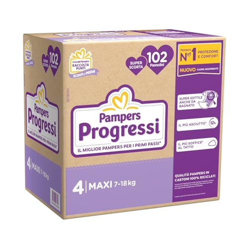 Pampers Progressi Pentapack Taglia 4^ Maxi - 102 Pannolini