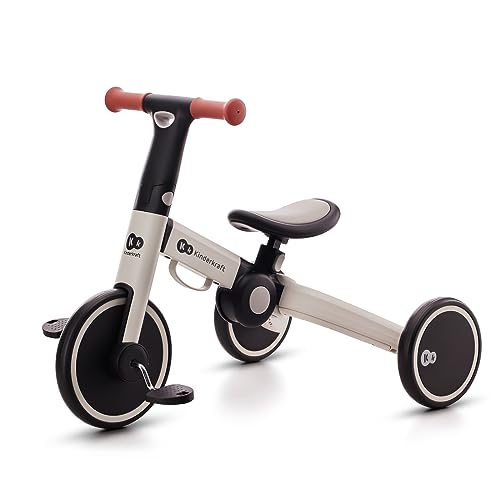 Kinderkraft Triciclo 3In1 4Trike, Mini Bici, Carrello, Sella Regolabile, Pieghevole, Da 12 Mesi A 5 Anni, Grigio