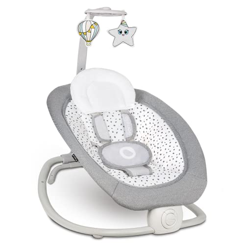 Lionelo Pascal Sdraietta Neonati 0-9 Kg Dondolo Per Bambini Portatile E Pieghevole, Culla 12 Melodie Giocattoli Regolazione Dello Schienale Vibrazioni