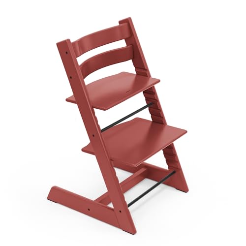 Stokke, Sedia Tripp Trapp, Colore Rosso Caldo, Regolabile, Evolutivo, Per Neonati, Bambini E Adulti, Pratica, Comoda Ed Ergonomica, Design Senza Tempo