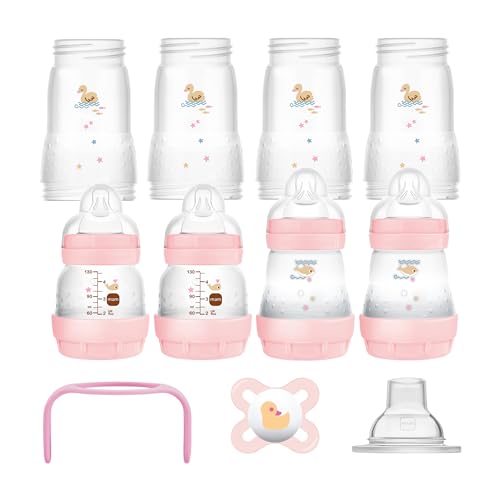 Mam Easy Start Anti-Colic Starter Set Con Ciuccio, Bottiglie E Maniglie, Set Regalo Per Bambini, Dalla Nascita, Rosa