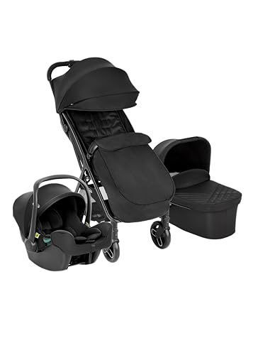 Graco - Myavo™ Trio - Passeggino Leggero Con Chiusura Veloce (0-22 Kg), Seggiolino Auto Per Neonati (Da 40 A 75 Cm), Navicella (Mx. 9 Kg); Colore Midn