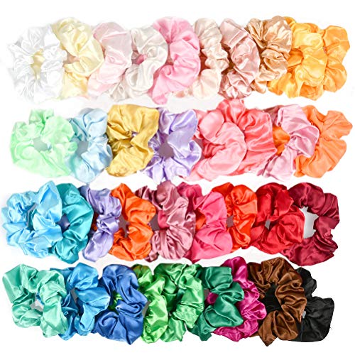Buygoo Scrunchies Raso Capelli 36 Colori Scrunchies Raso Elastici Capelli, Scrunchies Velluto Elastici Capelli Fasce Scrunchies Raso Elastici Scrunchi