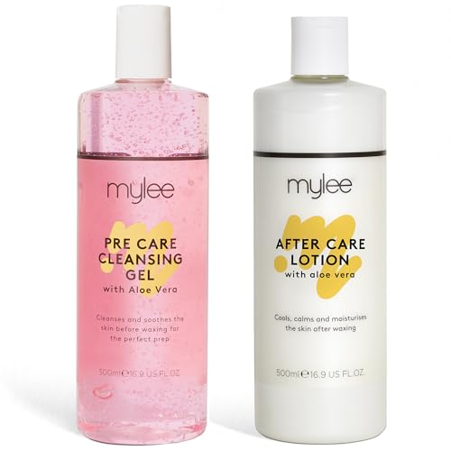 Mylee Pre & After Care Kit (2X500Ml) Lozione Per La Pelle Pre Depilazione Detergente E Rinfrescante + Lozione Post Depilatoria Idratante E Lenitiva, A