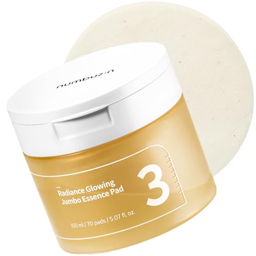 Numbuzin No.3 Radiance Glowing Jumbo Essence Pad, 70 Pastiglie / 5,07 Fl.Oz / 150 Ml | Jumbo Size Vegan Pad, Luminosità, Idratazione