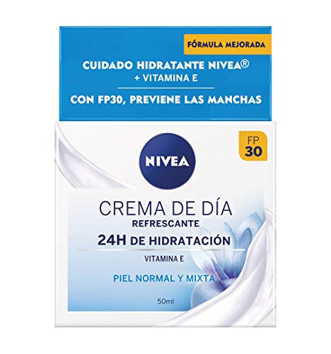 Nivea Crema De Día Refrescante Fp30 (1 X 50 Ml), Crema Hidratante Facial Con Vitamina E, Crema Refrescante Para Piel Normal Y Mixta Con Protección Sol