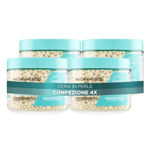 Naturaverde | Pro - Cera Depilatoria Brasiliana In Perle Con Estratto Di Vaniglia, Ceretta Brasiliana, Senza Strisce, Barattolo Da 4 X 250G