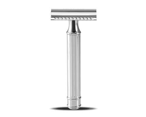 Bullfrog Rasoio Di Sicurezza - Doppio Filo Chiuso - Rifinito A Mano - Metallo Cromato - Compatibile Con Le Classiche Lamette Usa E Getta - Made In Ger