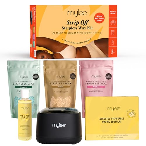 Mylee Strip Off Wax Kit - Set Per Depilazione Professionale Con Scaldacera Digitale E Cera Dura Per Viso, Corpo, Linea Bikini E Altro - Accessori Indi