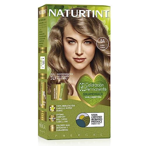 Naturtint Colorazione Senza Ammoniaca, Copertura Dei Capelli Grigi Al 100%, Ingredienti Vegetali, Colore Naturale E Di Lunga Durata, 8A Biondo Cenere,
