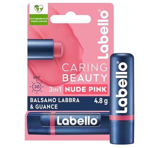 Labello Caring Beauty Lip & Cheek Nude Pink 4.8 G, Burrocacao Labbra E Guance Con Una Nota Di Colore Rosato, Balsamo Labbra Colorato E Blush Stick 2 I