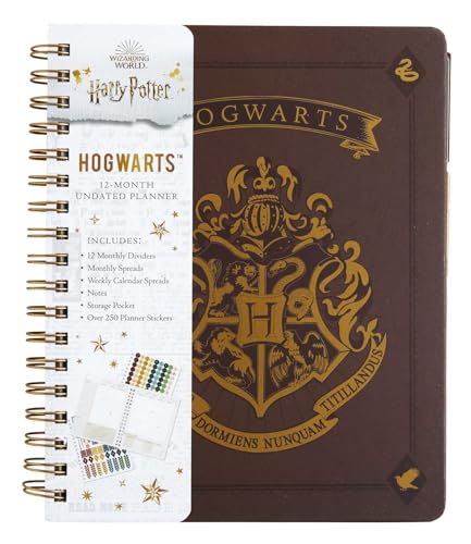 Hogwarts 12-Month Undated Planner: Includes 12 Monthly Dividers, Monthly Spreads, Weekly Calendar Spreads, Notes, Storage Pocket, Over 250 Planner Sti