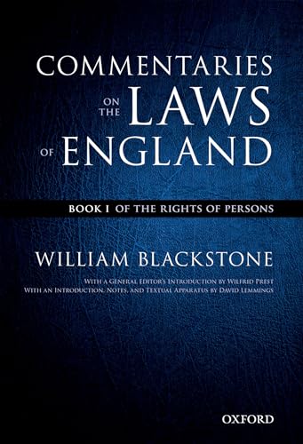 Commentaries On The Laws Of England: Book I: Of The Rights Of Persons