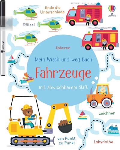 Mein Wisch-Und-Weg-Buch: Fahrzeuge: Mit Abwischbarem Stift - Zähl-, Zuordnungs- Und Schwungübungen Für Kinder Ab 4 Jahren
