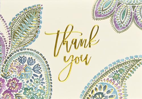 Watercolor Paisley Thank You Notes (14 Cards, 15 Self-Sealing Envelopes)