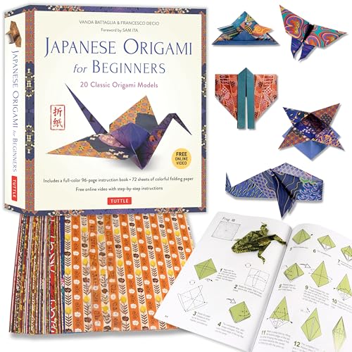 Japanese Origami For Beginners: 20 Classic Origami Models: 20 Classic Origami Models: Kit With 96-Page Origami Book, 72 Origami Papers And Instruction