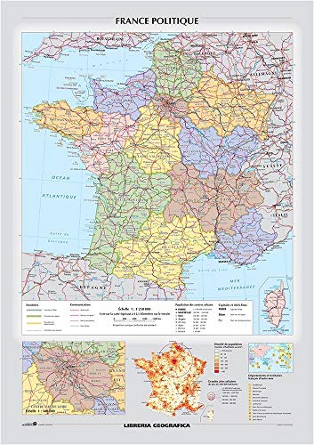 Francia Fisica E Politica - Carta Murale