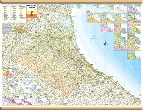 Belletti, Romagna Cartina Murale Regionale, Aste In Legno, 132X99Cm