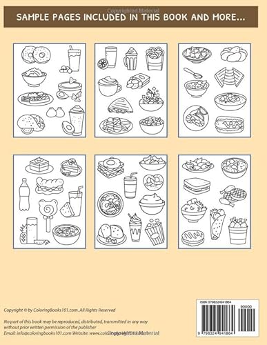 Simple, Bold And Easy Food And Drinks Coloring Book: 265 Cute Designs For Adults And Kids
