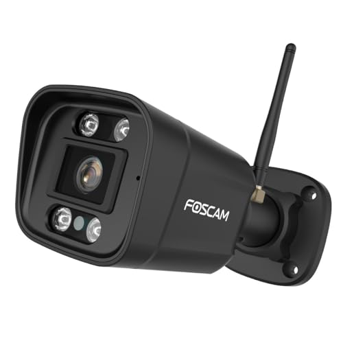 Foscam V8P 4K 8Mp Telecamera Di Sicurezza Wifi Dual Band Con Faro Integrato E Sirena Di Allarme (Nero)