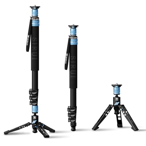 Sirui Am-404Fl Monopiede Video, 190Cm Monopiede Fotografico Professionale Con Base, Portatile Monopiede Da Viaggio In Alluminio A 4-Sezioni Per Fotoca