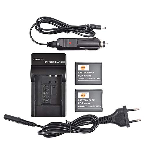Dste 2-Pacco Ricambio Batteria + Dc16E Caricabatteria Compatibile Per Sony Np-Bk1 Bloggie Mhs-Cm5 Mhs-Pm5 Cyber-Shot Dsc-S780 Dsc-S850 Dsc-S950 Dsc-S9