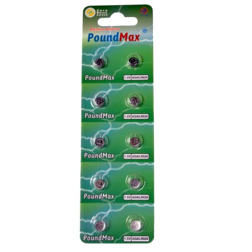 10 Batterie Alcaline A Bottone Ag4 376/377 Lr66 Sr626 Sr626Sw 1,5 V Poundmax