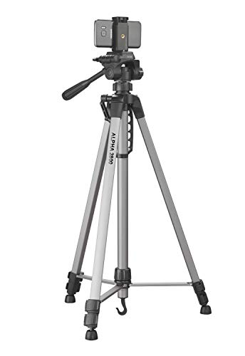 Cullmann - 52129 - Alpha 2800 Treppiede Mobile Con Supporto Per Smartphone (184, 5 Cm Di Altezza, Con Testa A 3 Vie, 2 Prolunghe) Argento