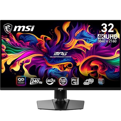Msi Mpg 321Urx Qd-Oled 31,5" 4K Uhd Gaming Monitor - Pannello Oled Quantum Dot 3840 X 2160, 240Hz / 0,03Ms, 99% Dci-P3, Δe≤2, Displayhdr True Black 40