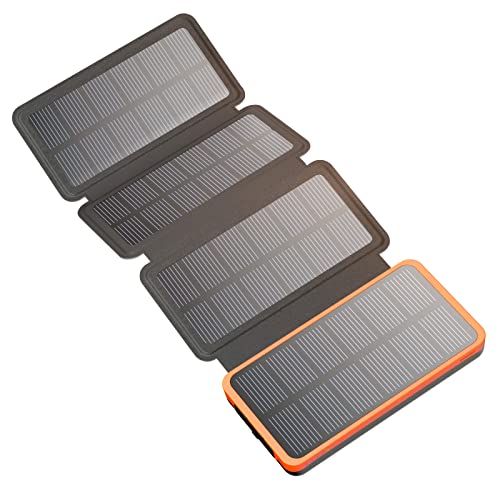 Powerbank Solare 25000Mah Hiluckey Caricabatterie Solare Portatile Con Usb C Ricarica Rapida E 4 Pannelli Solari Impermeabile Batteria Esterna Per Sma