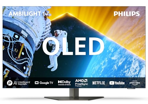Philips Ambilight 48Oled819 4K Oled Smart Tv - Display 48’’ Con P5 Ai Perfect Picture Ultra Hd Google Tv Dolby Vision E Dolby Atmos Sound, Funziona Co