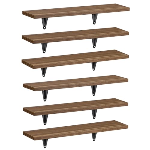 Maclean Mc-331 Set Di 6 Mensole Da Muro, Carico 8 Kg Ogni Ripiano, Design Minimalista, Soggiorno, Uffico, Cucina, Mensola Sospesa Per Libri, Immagini,