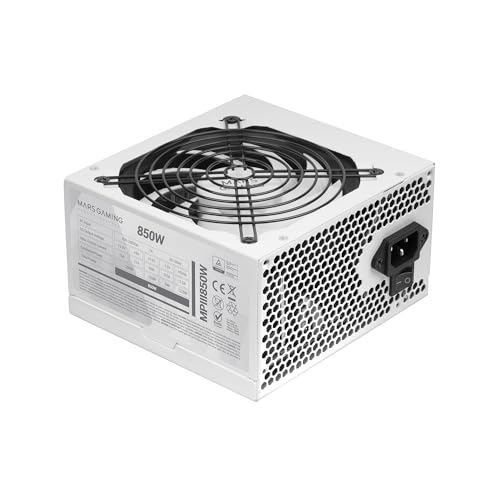Marsgaming Mpiii850, Alimentatore Pc Atx 850W, 5 Anni Di Garanzia, 85% Di Efficienza, Sistema Digitale Apfc, Ventola Fdb 120Mm Ai-Rpm, Cavi Piatte Ext