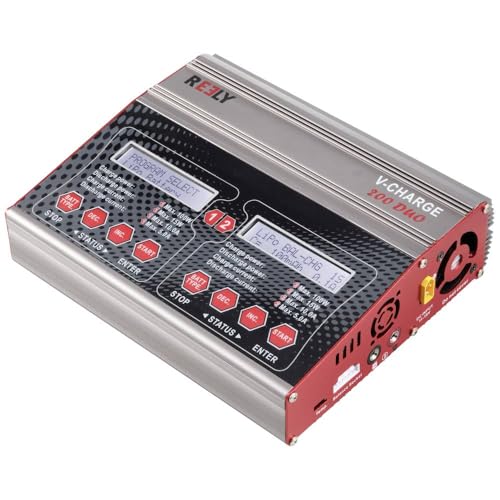 Reely V-Charge 200 Duo Caricabatterie Multifunzione Per Modellismo 12 V, 230 V 10 A Nimh, Lipo, Liion, Lihv, Piombo-Cal