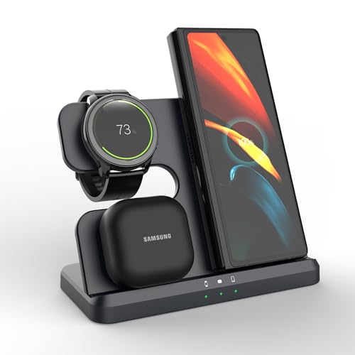 Inductive Charging Dock Per Samsung, Caricatore Wireless 3 In 1 Per Galaxy Watch 6/6 Classic/5/5 Pro/4/3/Active 2/1 Caricatore Per Samsung Galaxy S24
