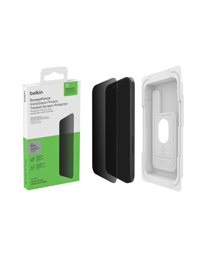 Belkin Screenforce Invisiglass Privacy Pellicola Protettiva Per Iphone 16 Plus, Antigraffio, Resistente Agli Impatti, Applicazione Senza Bolle, Vetro