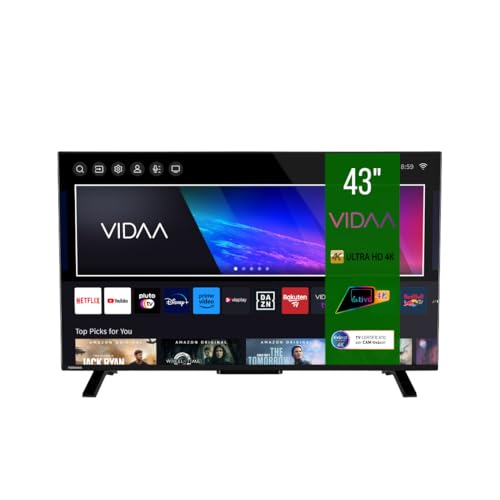Toshiba Smart Vidaa Tv 43" Ultra Hd 43Uv2363Da Tv 4K 43 Pollici, Televisore Led Compatibile Con Alexa, Dvb-T2, Tecnologia Led, Dolby Vision Hdr10, Hdm