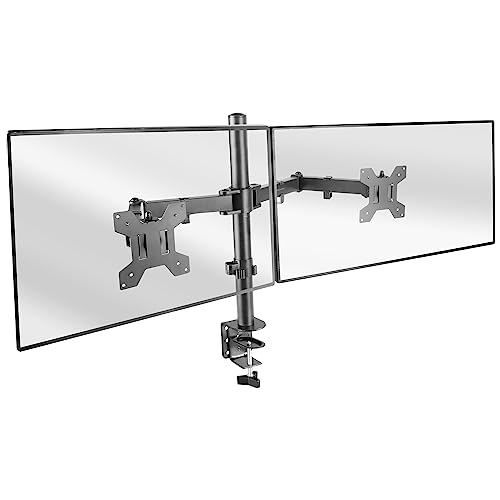 Mars Gaming Marm2 Nero, Supporto Per Monitor A Doppio Braccio Per Schermi Fino A 27", Articolato E Regolabile In Altezza, Telaio Robusto, Compatibile