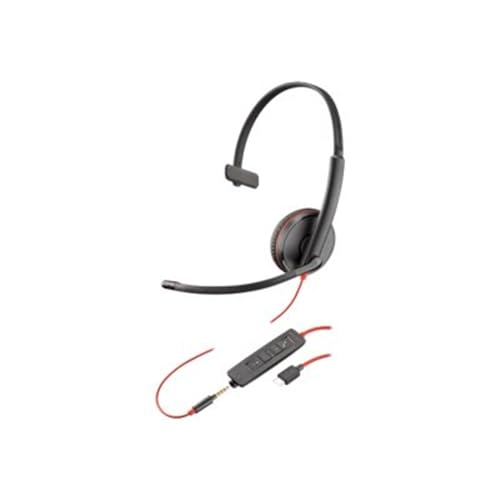 Plantronics Blackwire 3200 - Cuffie Con Cavo Mono Uc, Con Connessione Usb-C E Smartphone Da 3,5 Mm