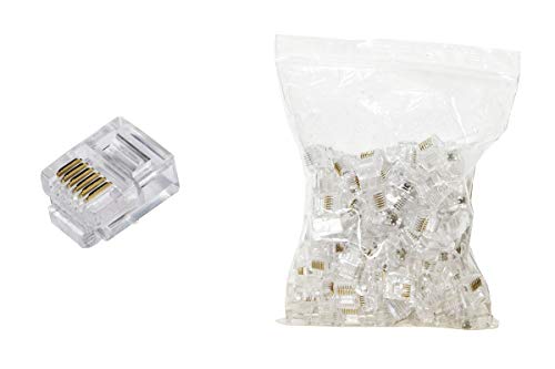 Link Lkpl66 Confezione 100 Plug Telefonici 6 Conduttori 6 Posizioni 6P6C Rj12