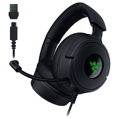 Razer Kraken V4 X - Cuffie Da Gioco Cablate Per Pc (Driver Triforce Da 40 Mm, Microfono Cardioide Retrattile, Suono Surround 7.1, Chroma Rgb, Per Pc,