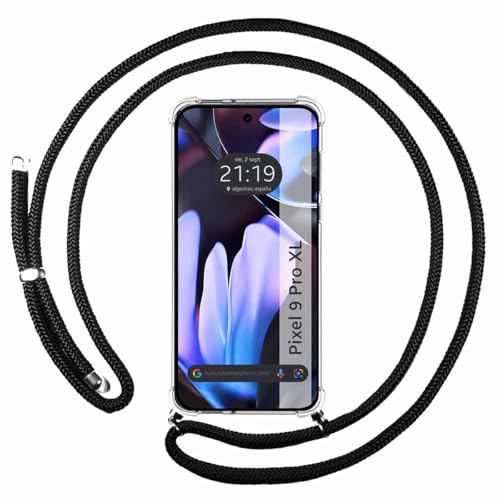 Custodia A Sospensione Trasparente Per Google Pixel 9 Pro Xl 5G Con Cordone Nero