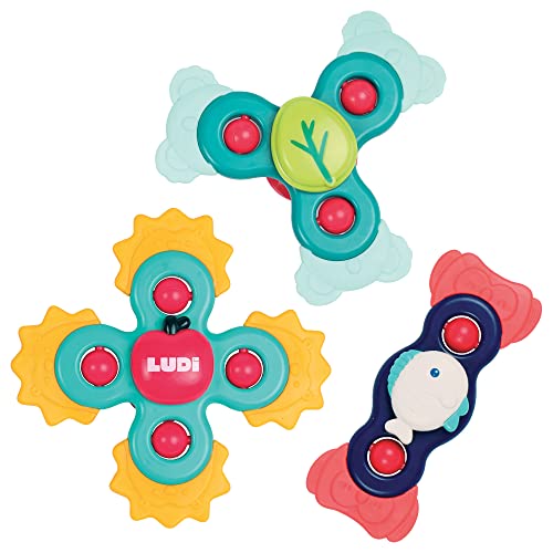 Ludi - Baby Hand Spinners - Giocattoli Rotanti A Ventosa - Giocattolo Di Risveglio E Bagno Per Bambini - A Partire Dai 10 Mesi